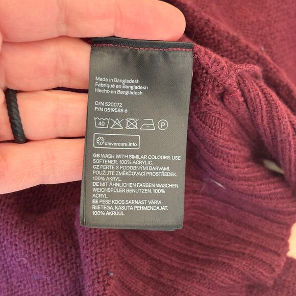 Divided H&M Cardigan Sweater Womens XS Burgundy Open Pocket Comfy Grandpa Grunge - Picture 8 of 8